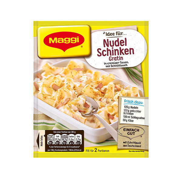 Maggi-Nudel-Schinken-Gratin